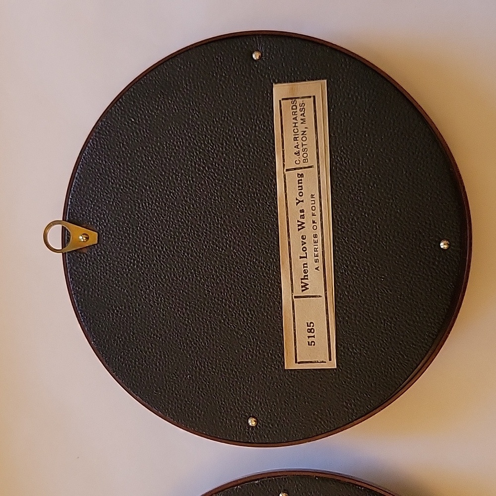 Vintage MCM Reverse Silhouette Painted Round Pictures - Picture 4 of 5